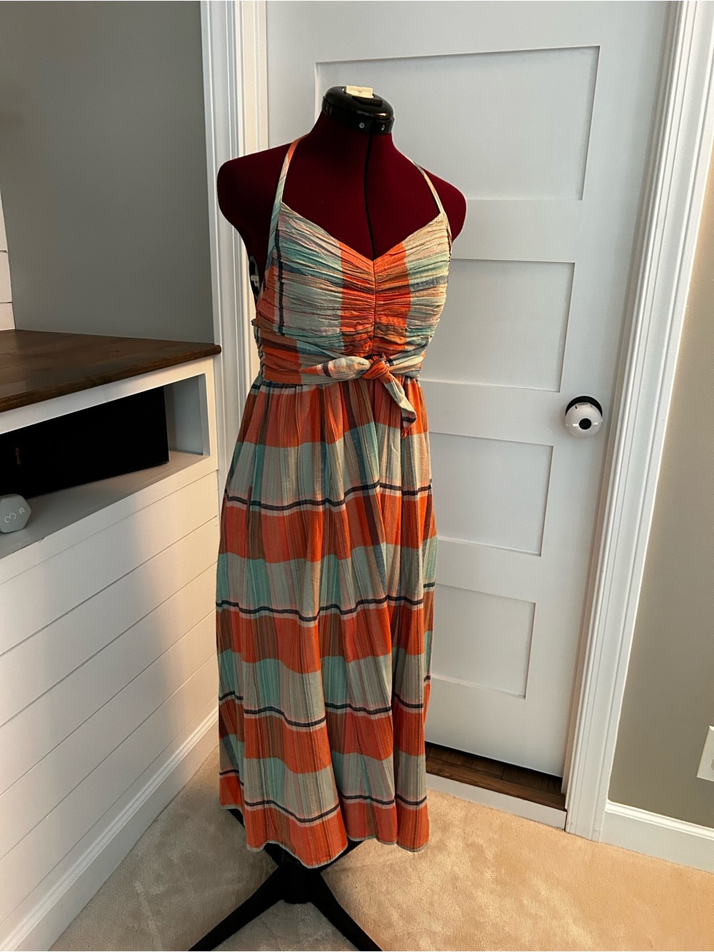 Free People Beach Plaid Halter Midi Dress XS